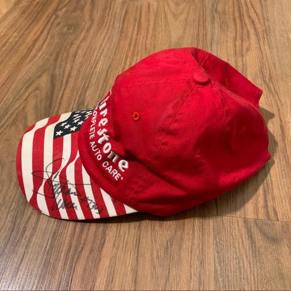 Autographed Firestone Auto Care Embroidered Flag Hat Adjustable Strap Back - Picture 3 of 6